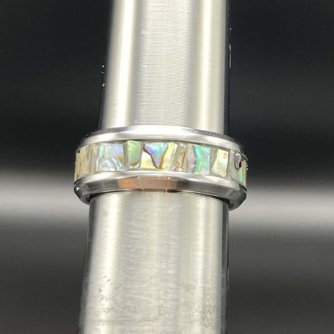 8mm SS Abalone Size 8 Ring