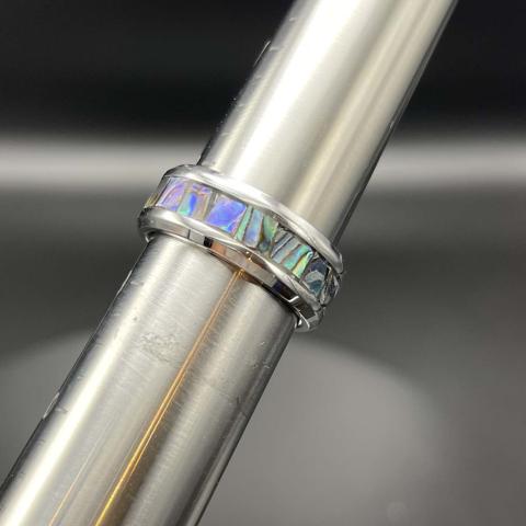 8mm SS Abalone Size 8.5 Ring