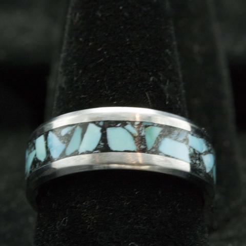 8mm SS Turquoise Size 8.5 Ring