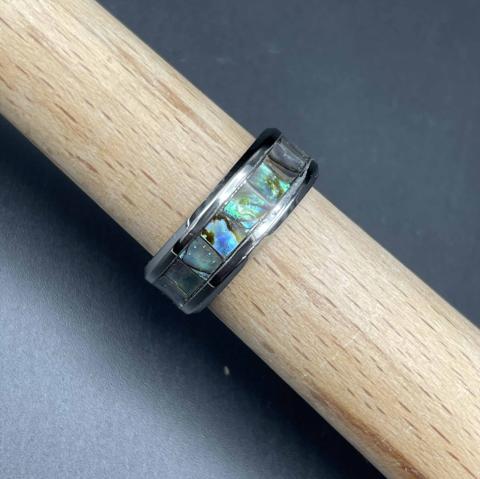 8mm 304 SS Abalone Inlay Size 8 Ring