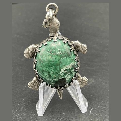 Sterling Silver Malachite Turtle PENDANT